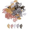 thumbnail image 1 of 75pcs Wholesale Mixed Color Hollow Leaf Shape Pendants Charms Jewelry Making, 1 of 8