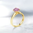 thumbnail image 4 of Gem Stone King 1.66 Ct 7mm Round Pink Created Sapphire 10K Yellow Gold Ring (Size 6), 4 of 4