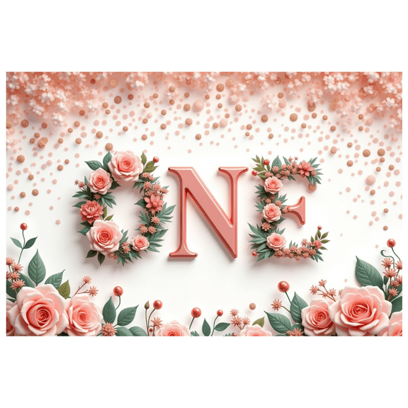 Yatrandify Floral Design ONE Birthday Banner Decorative First for Baby Celebration Party Photography