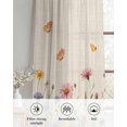 thumbnail image 6 of Watercolor Flowers Sheer Curtains 63 Inch Length 2 Panels Set for Living Room/Bedroom, Spring Daisy Floral Butterflly Beige Kitchen Curtains Grommet Semi-Sheer Curtains Window Treatments 42"x63"x2, 6 of 7