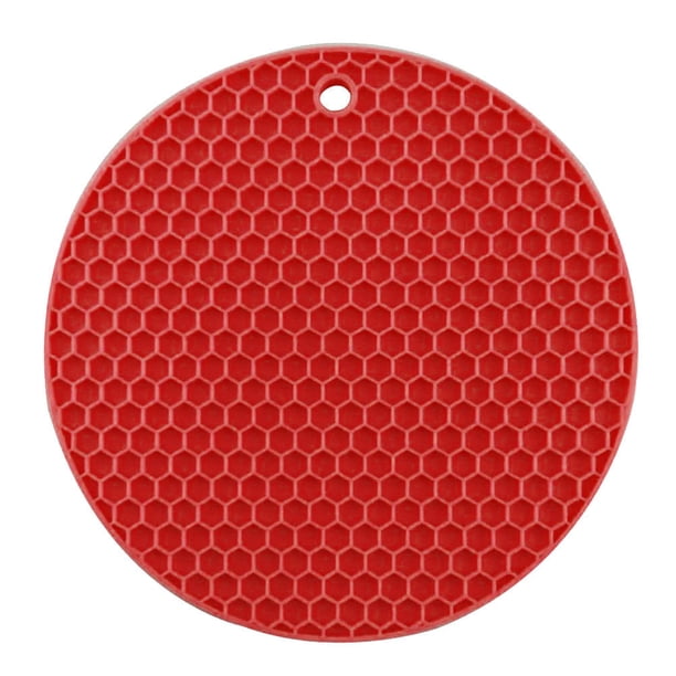 EeaseMX Tapete aislante de silicona con forma de panal, antideslizante, resistente al calor, para ollas, sartenes, cuencos y tazas (rojo)