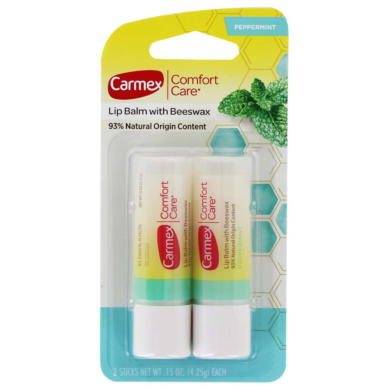 Carmex Comfort Care Lip Balm Stick with Beeswax Peppermint Lip Balm 2-Count 0.15 oz