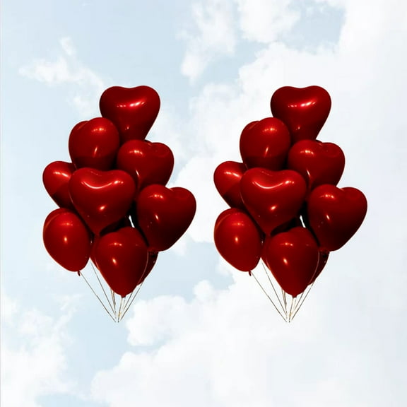 FONDOTIN Red Latex Heart Shape Balloons 100Pcs Wedding Supplies Decoration