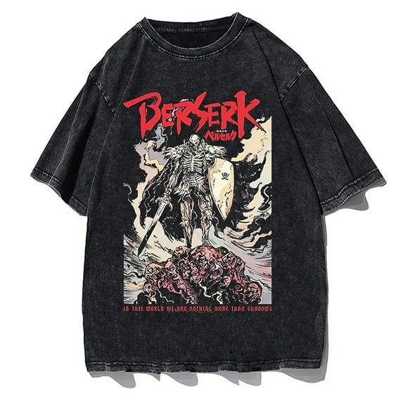 Berserk Men's Cotton Summer T-Shirts Vintage Tee Loose Fit Short Sleeve Casual Tshirts for Men Women 2XL