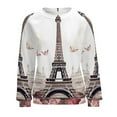 thumbnail image 7 of Eiffel Tower Women's Floral Printed Sweatshirt Long Sleeve Crewneck Casual Loose Vintage Graphic Pullover Tops, 7 of 7