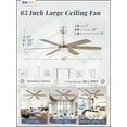 thumbnail image 6 of Zardon 65in Ceiling Fans with Light & Remote Control, Large Farmhouse Ceiling Fans with Reversible 6-Speed for Indoor, Silver, 6 of 9