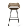 thumbnail image 6 of Verano Wicker and Metal Outdoor Barstools with Cushion, Set of 2, Light Brown and Beige, 6 of 16