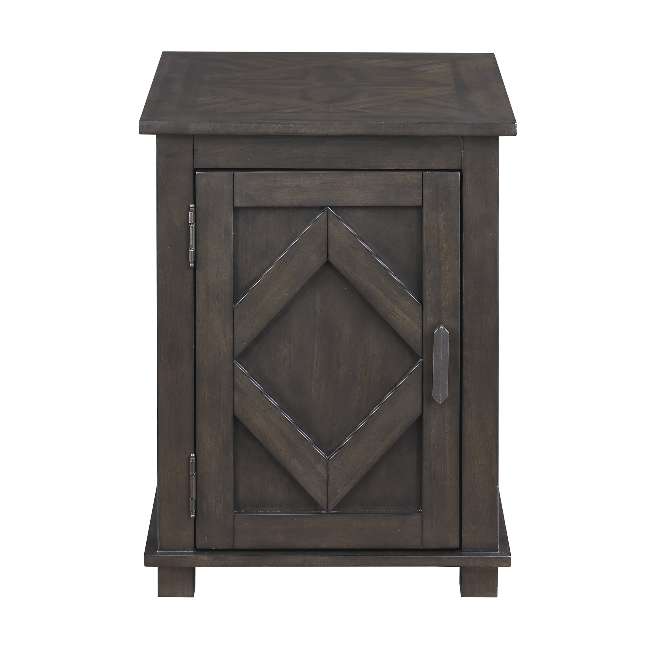 OakvillePark Lior Wooden Chairside Table with Cabinet Storage, Brown