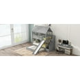 thumbnail image 6 of Newest Twin Over Twin House Bunk Bed Solid Pine Wood for Bedroom with Trundle, Slide and Storage Staircase, Gray, 6 of 13