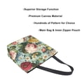 thumbnail image 3 of Open Top Canvas Tote Bag with Zipper Reusable Shopping Bag 13.5x15" Roomy Carryall Floral Pattern with Roses, 3 of 9