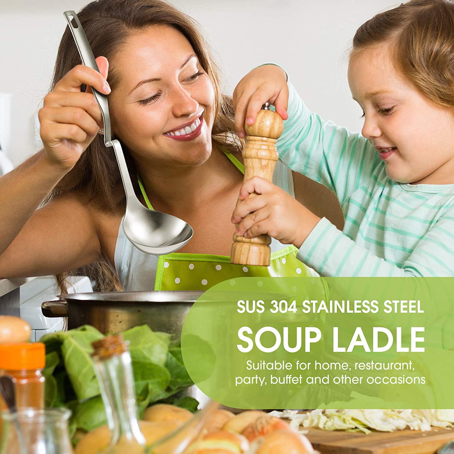 Stainless Steel Peach Shape Soup Spoon Ladle Kitchen Serving Hot Pot Utensil 