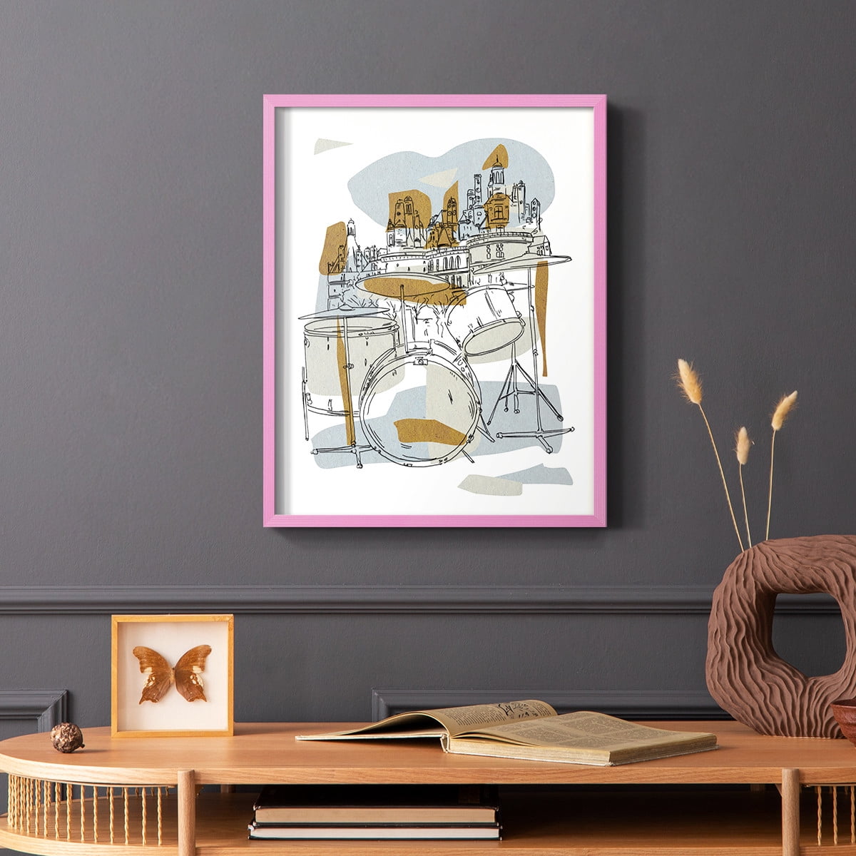 Rehearsal IV Framed Print in Pink Solid Wood Framed Print No Nail Hanging