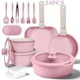 thumbnail image 4 of 24/7/5PCS Non-Stick Cookware Set, Induction Ready Pots & Pans, Removable Handles, Stackable, Easy Clean, for Home & RV Kitchen, Multiple Colors, 4 of 18