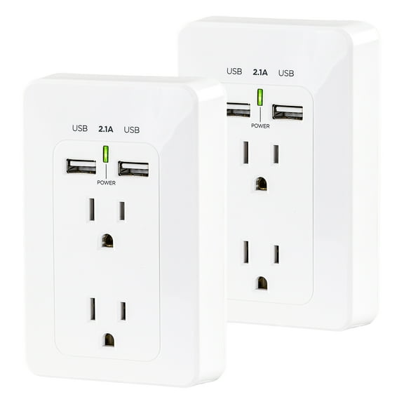 CyberPower Wall Tap, 2 AC Outlets and 2 USB Ports, MP18HO007, 2 Pack