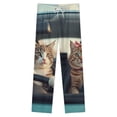 thumbnail image 4 of Two Cats Driving Car Winter Female Pants Flannel High Waist Women Pants Lady Warm Straight Leg Plush Trousers, 4 of 7