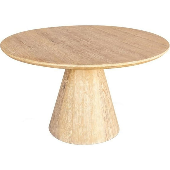 Pemberly Row Mid-Century White Oak Dining Table with Tapered Elegant Base