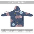 thumbnail image 3 of Hippo Animal,Women's Oversized Wearable Blanket Hoodie, Blanket Sweatshirt,Flannel Pullover Blanket, 3 of 9
