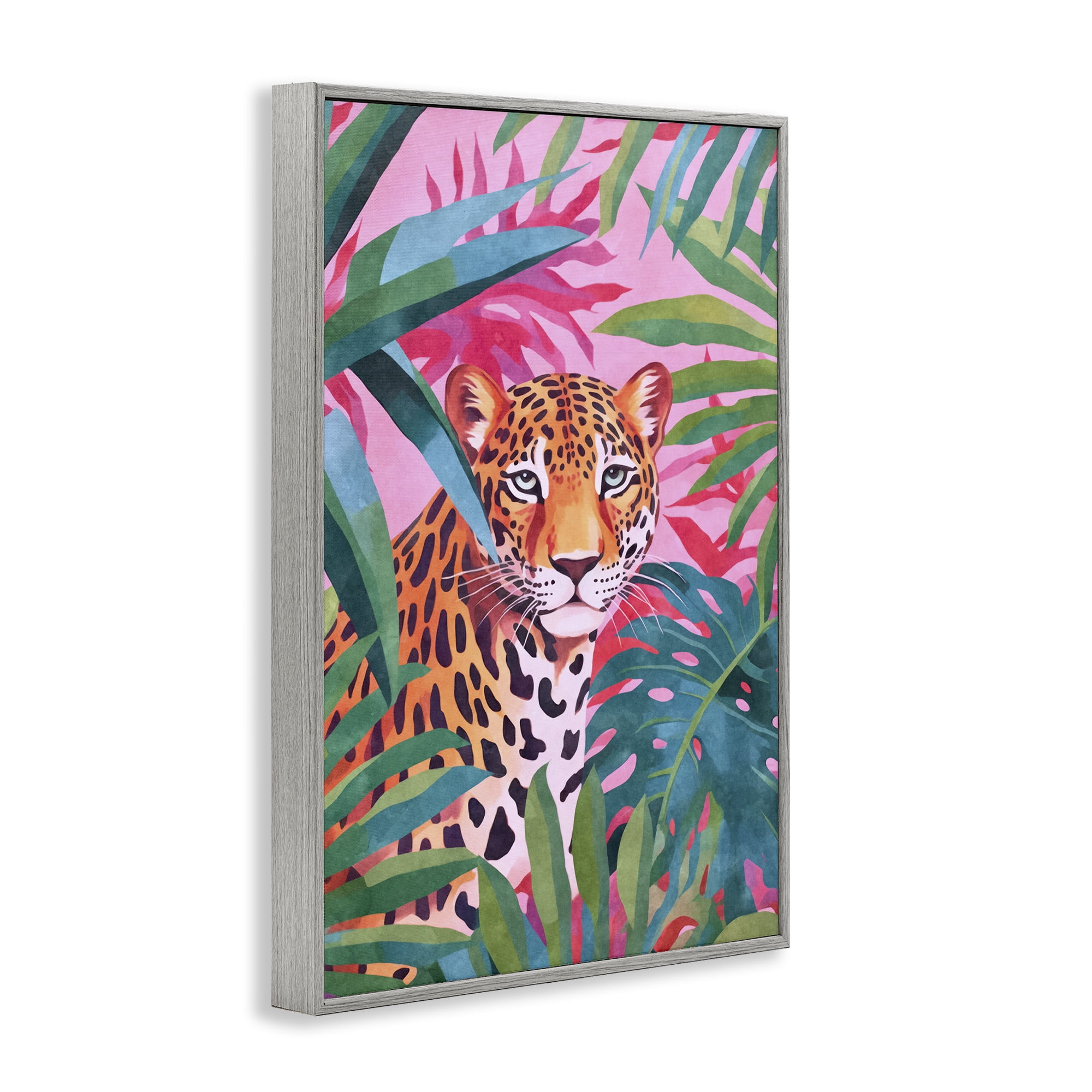 Stupell Industries Wild At Heart Leopard Gray Framed Giclee Art, design by Andrea Haase