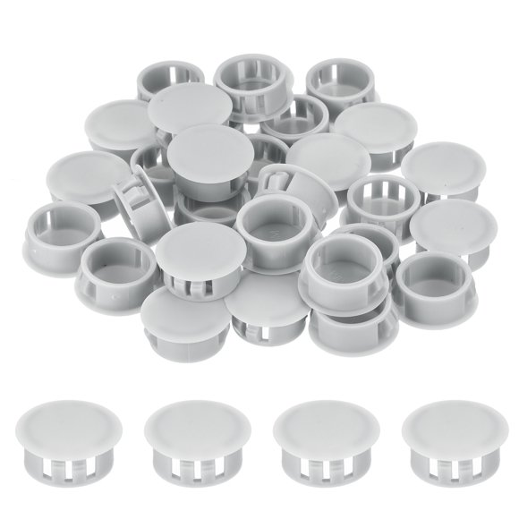 Uxcell 32Pcs Plastic Hole Plugs, Flush Type Panel Hole Plugs Insert End Caps for Locking Hole Furniture Cabinet 20mm Light Gray
