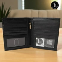 Leatherboss RFID Blocking Men's Hipster Leather Wallet with 2 Picture ID Windows