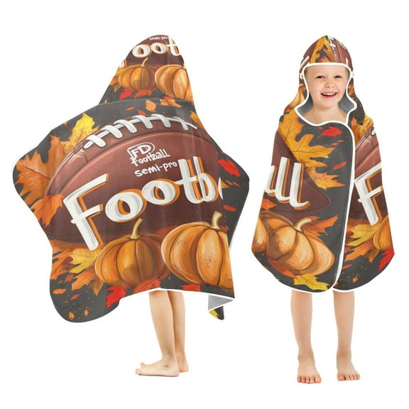 BZSMCE Towels Kids Hooded Beach Towel Autumn Football Pool Bath Towel Soft