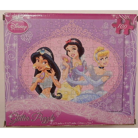 Disney Princess 100 Piece Glitter Effect Jigsaw Puzzle - Snow White, Jasmine, Cinderella