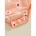 thumbnail image 6 of Baby Girls Summer Casual Romper Orange Flying Sleeve Daisy Print Romper with Headband, 6 of 7