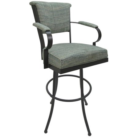 Miami Extra Tall 34" Metal Bar Stool on Noam Base - Watusi Aquatint - Grey