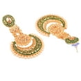 thumbnail image 5 of Efulgenz Indian Jewelry Antique Faux Pearl Beads Chandbali Dangle Bollywood Earrings Set for Women, Green, 5 of 6