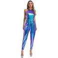thumbnail image 3 of Women Unitard Jumpsuit For Pole Dancing Rompers Clubwear Hollow Out Shiny Metallic Pockets Zipper Bodysuit, 3 of 7