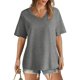 thumbnail image 2 of Tops Cortos para Mujeres Cuello en V Suelto Casual de Manga Corta, Camisa de Moda de Cuatro Estaciones para el Uso Diario, 2 of 6