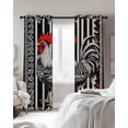 thumbnail image 4 of Vintage Rooster Blackout Curtains for Bedroom Living Room Darkening Curtains 90 Inch Black White Striped Watercolor Black Out Window Curtain Privacy Window Treatment Grommet Drapes 52"x90"x2, 4 of 9