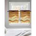 thumbnail image 5 of Coastal Yellow Tier Curtains 24 Inch Length,Sheer Curtains for Bedroom Living Room Window Ombre Ocean Wave Stripes Brown Beach Sand Small Half Window Kitchen Curtains & Drapes 27.5"x24" 2 Panels, 5 of 6