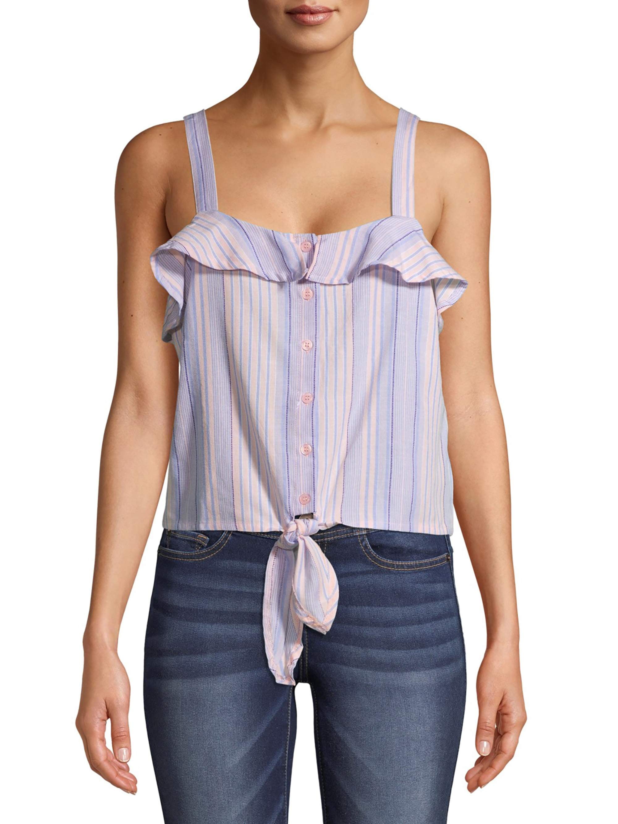 ruffle clasp front top