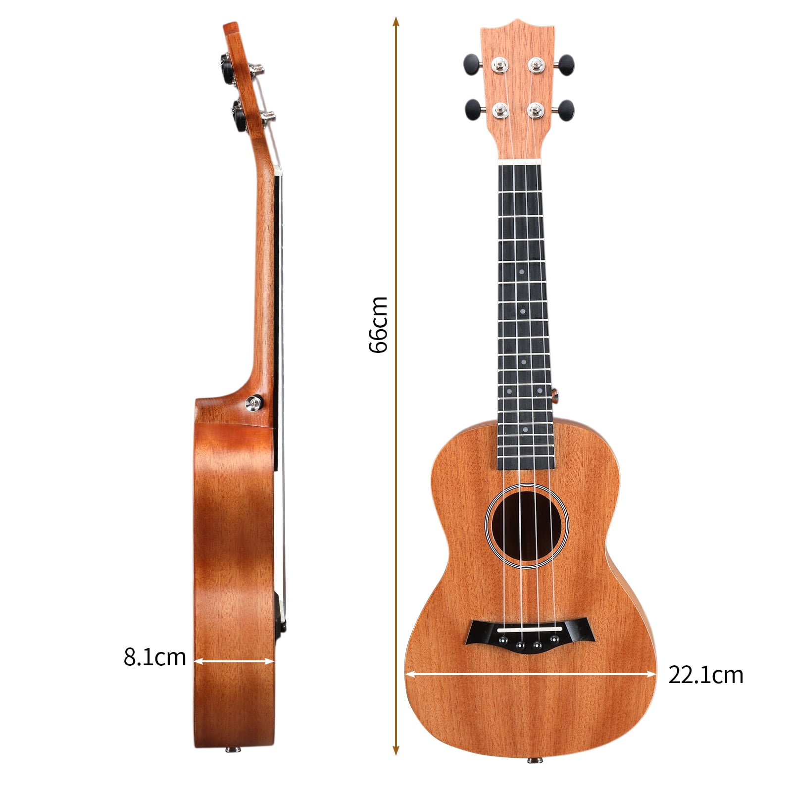 26 Inch Ukulele Beginner Kit with Bag Capo Strap Picks Tuner