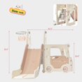 thumbnail image 2 of 4 in 1 Kids Slide with Freestanding Bus Play Structure, Climbing Toys for Toddlers and Kids Ages 1-5 with Foldable Basketball Hoop and Bus Playhouse - Indoor & Outdoor - Girls & Boys Gift (Beige), 2 of 8