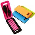 thumbnail image 1 of 3PCS Plastic Silverware Folding Utensils Set Forks Spoon Chopstick Travel Cutlery with Storage Box for Camping Travel Survival，yellow, 1 of 5