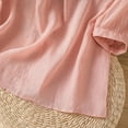 thumbnail image 4 of 3/4 Sleeve Cotton Linen Shirts for Women 2026 Summer Retro Embroidered Boho Tops Dressy Casual Trendy Vacation Blouse Pink M, 4 of 6