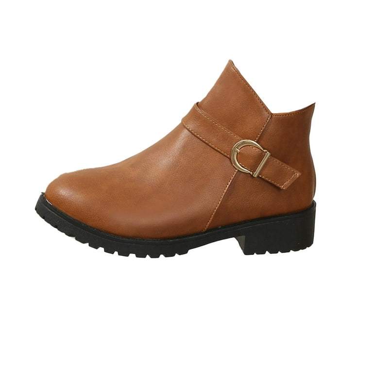 Bnwani Women Boots Footwear Zipper Flat Wedge High Leather Western Boot  Brown Size 9 - Walmart.com