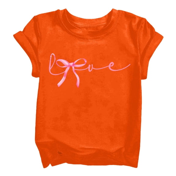 YunPes Girls Short Sleeve Shirts Cute Bow Knot Print Shirt Summer Crewneck Casual T Shirt Tops Tee School Streetwear Dance T Shirt
