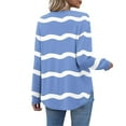 thumbnail image 4 of ZUKMRJPC Women's Long Sleeve T-Shirts Causal V Button Up Stripes Pullover Tops Fall Fashion Lightweight Loose Fit Shirts with Pocket, 4 of 7