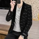 thumbnail image 4 of Chaqueta de traje para hombre, chaqueta corta a rayas para hombre, abrigo corto negro, moda 2024, simple, con botones, verano, vintage, elegante, 4 of 5