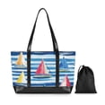 thumbnail image 7 of FORMRS Canvas Laptop Tote Bag for Women with 15.6" Computer Compartments Shoulder Handbag, Green Sailboats, 7 of 7