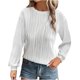 thumbnail image 2 of Ailaofu Womens Tops Trendy Dressy Casual Long Sleeve Crewneck Basic T Shirts Solid Loose Textured Blouses Outfits, 2 of 4