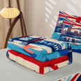 thumbnail image 6 of Manfei Retro British Flag Zipper Queen Comforter Set with Fitted Sheet and 2 Pillowcases,London Red Bus Zipper Bedding Set,Red Blue,Light Gray Reversible,4pcs, 6 of 8