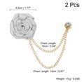 thumbnail image 2 of Uxcell Bridegroom Brooches Rose Flower, Cloth Lapel Pin Handmade with Fashion Gold Chain/Trim, Light Grey 2 Pcs, 2 of 6