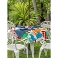thumbnail image 3 of Outdoor Tablecloths with Umbrella Hole & Zipper, Colorful Handprints Round Tablecloth 54 Inch, Rainbow Abstract Hand Foot Prints Waterproof Table Cloth, Patio/Pool/Picnic Table Covers, 3 of 8
