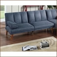 thumbnail image 4 of 71” Contemporary Navy Polyfiber Sofa | Adjustable Convertible Bed | Solid Wood Legs | Living Room Furniture, 4 of 12
