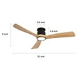 thumbnail image 3 of Wozzio 52'' Natural Log Recessed Mount Ceiling Fan Light with Lighting And Remote Control, Log Colour Wooden Fan Blade, Silent Reversible DC Motor, Light Memory, 6 Speed, 3 of 10