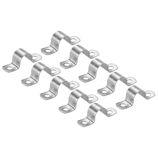 Unique Bargains 20mm Rigid Pipe Strap Clamp, 10 Pcs 304 Stainless Steel Two Hole U-shape Tube Clip